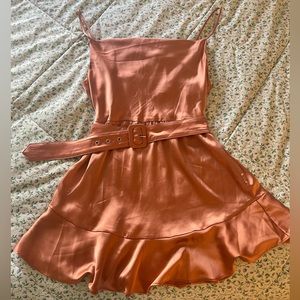 Satin Mini Dress with Belt